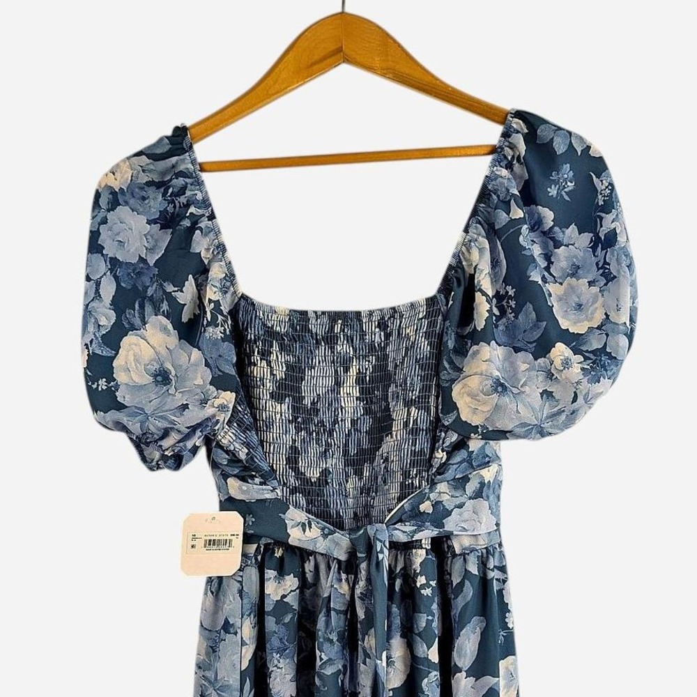 NWT Altar'd State Alora Blue Floral Maxi Dress Romantic Puff Sleeve Tiered XL - Picture 5 of 8